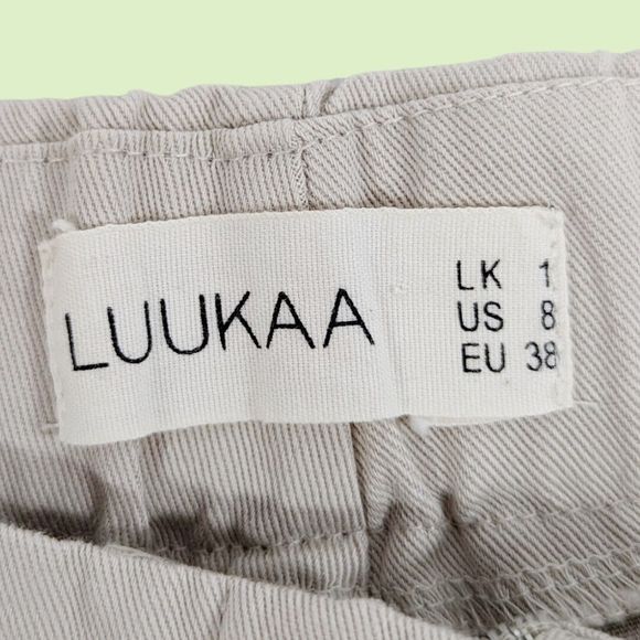 LUUKAA Women's Cropped Wide Leg Pants Boho Lagenlook 8 Stone Beige - Picture 3 of 4